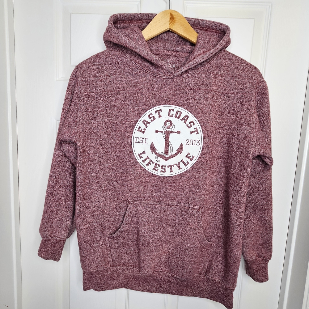 East Coast Lifestyle Boys Burgundy Kanga Hoodie Sweatshirt Size L Kids Unisex